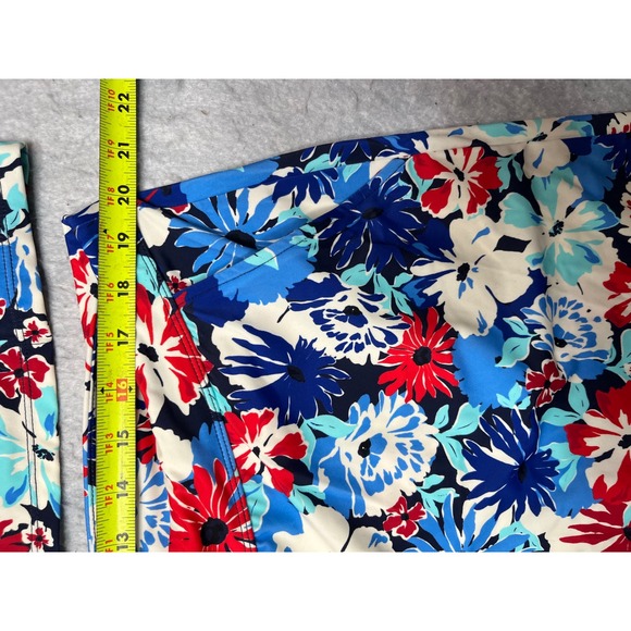 Denim & Co Beach Womens XL Rash Guard and Swim Shorts Set Floral Red Blue White - Picture 2 of 5